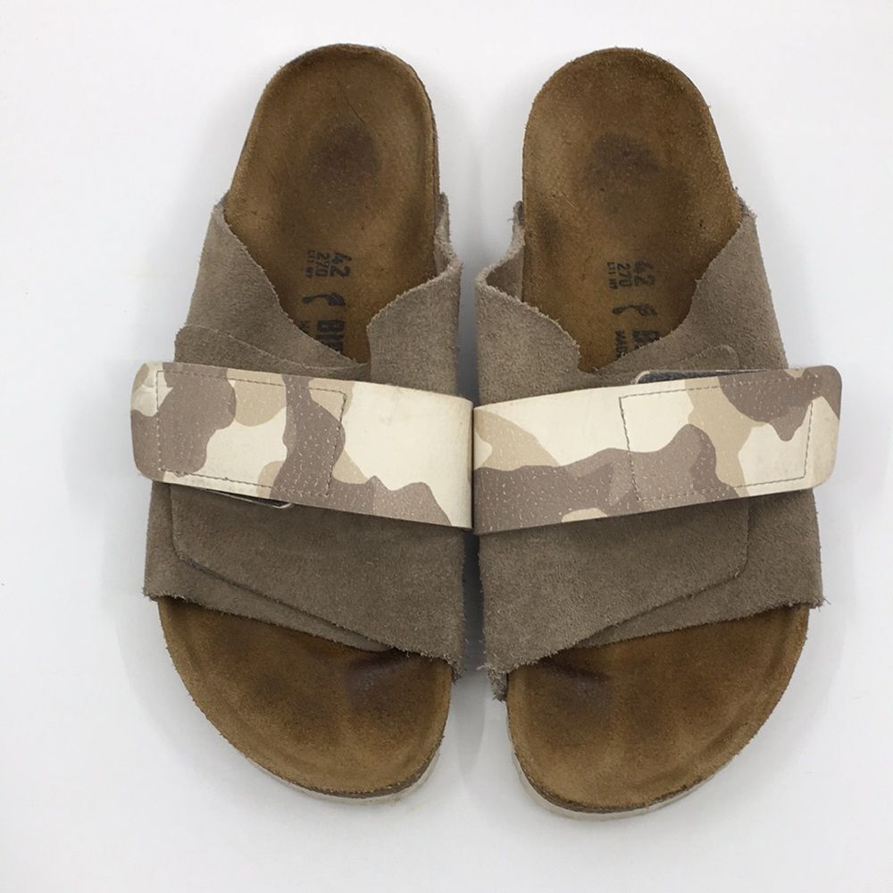 Birkenstock Limited Edition Kyoto Suede Gray Taupe Camo M9 W11 EU 42 Narrow